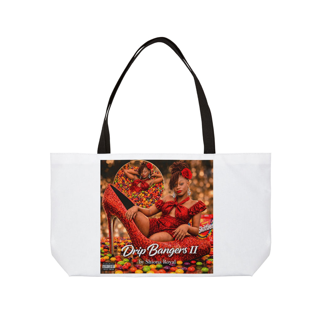 Shiona Royal Weekender Tote Bag — 'Drip Bangos II' Retro Pinup Candy Art Beach Tote